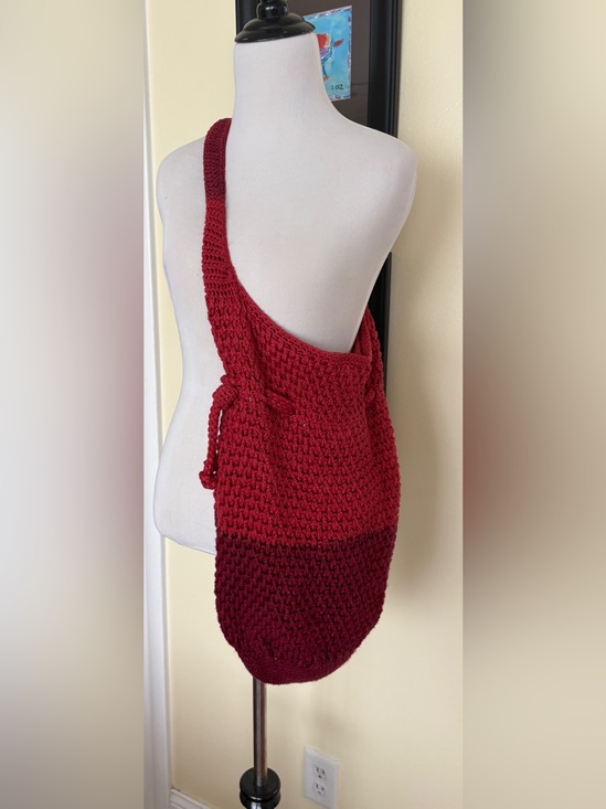 Happy & Free Handbags - Boho Bag VTG Y2K Handmade Crochet Red Colorblock Shoulder Crossbody Happy & Free